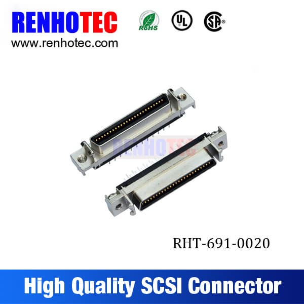 180 Degree SCSI CN Type Female Connector for PCB Mount